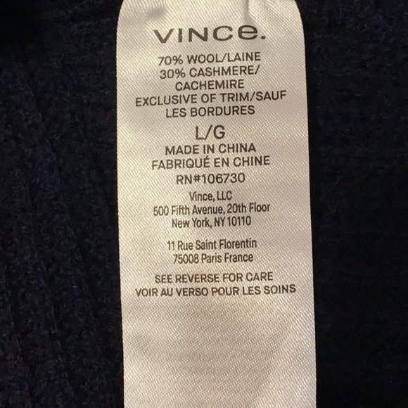 Vince Shaker Stitch V-neck Wool & Cashmere Cardigan In Blue L - Picture 8 of 9